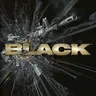 Black game icon: steel BLACK lettering with an orange muzzle flash star on a black square
